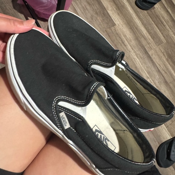 Vans Women's Black and White Slip-On Sneakers - Picture 1 of 6